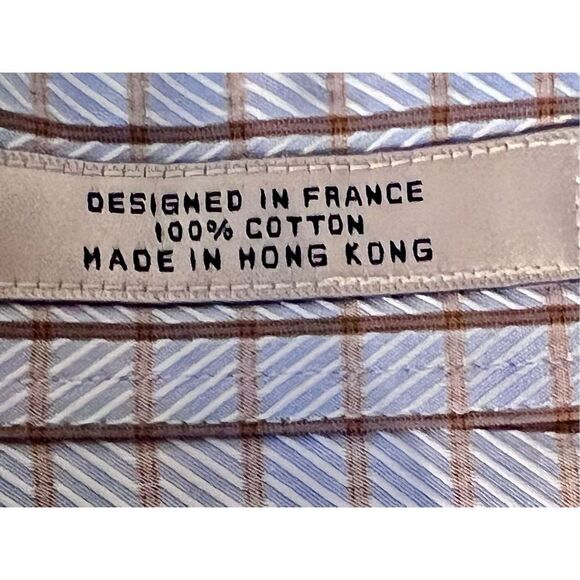 Faconnable France Dress Shirt Designer Plaid Long Sleeve Mens Size 3/15.5R - Picture 7 of 11